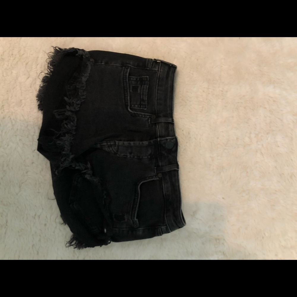 Black ripped jean shorts